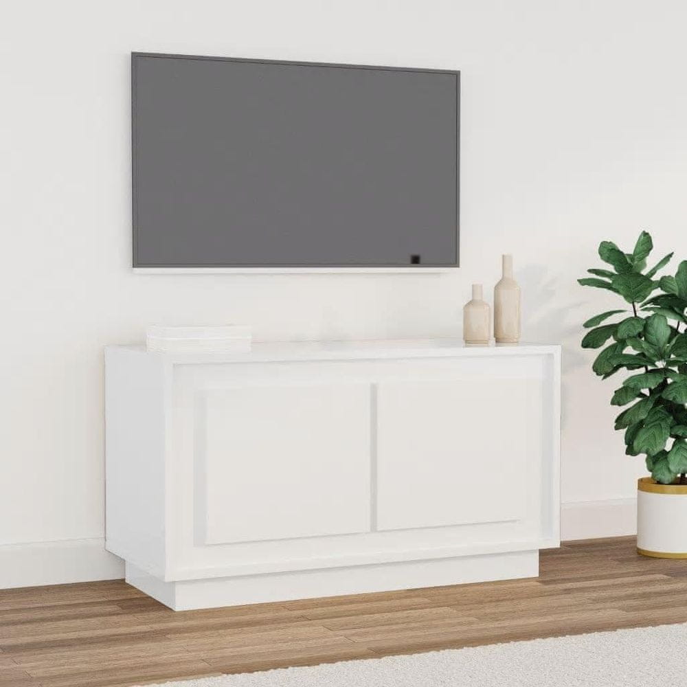 Vidaxl TV skrinka lesklá biela 80x35x45 cm spracované drevo